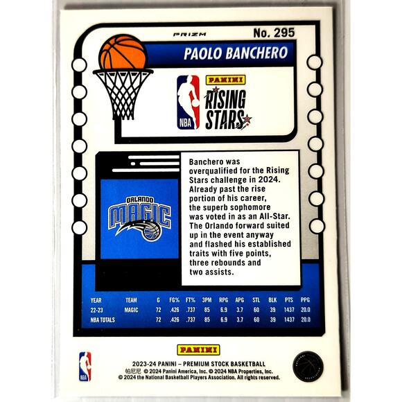 2023-24 NBA Hoops Premium Stock Rising Stars PAOLO BANCHERO #295 Red Pulsar - Picture 2 of 2